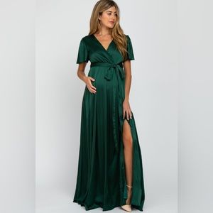 Pinkblush satin flutter sleeve maxi dress nwot